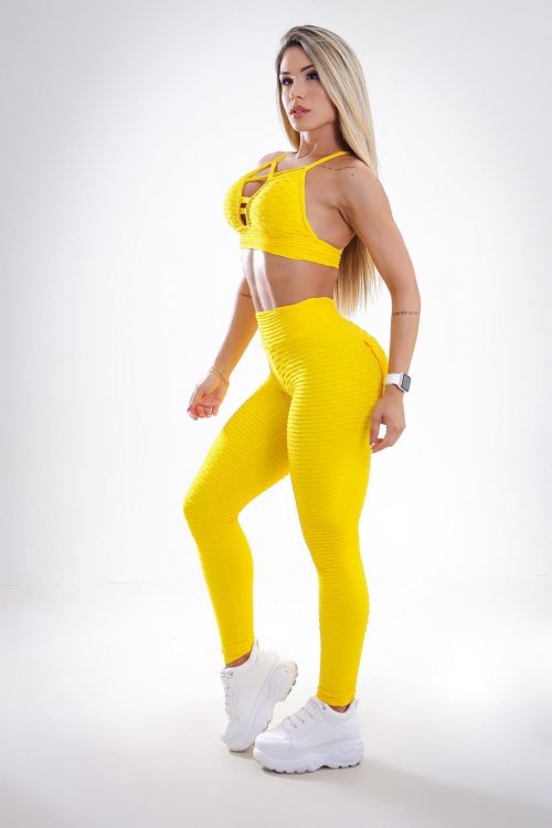 Yellow Brocsde legging